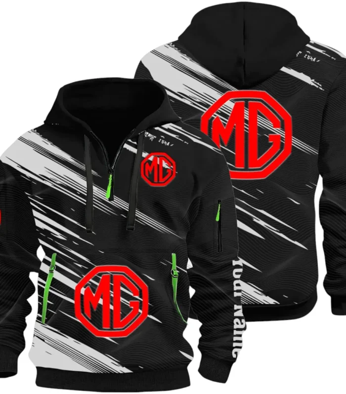 Compact Roadster Hoodie Half Zip 3D, Adventure-Ready Streetwear CAR514 - Black