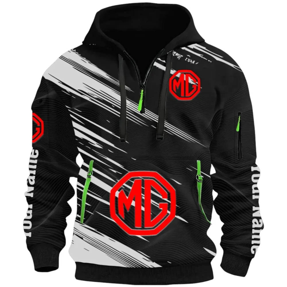Compact Roadster Hoodie Half Zip 3D, Adventure-Ready Streetwear CAR514 - Black - Image 2