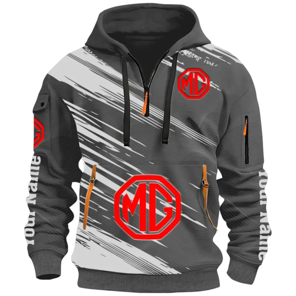 Compact Roadster Hoodie Half Zip 3D, Adventure-Ready Streetwear CAR514 - Dark Gray - Image 2