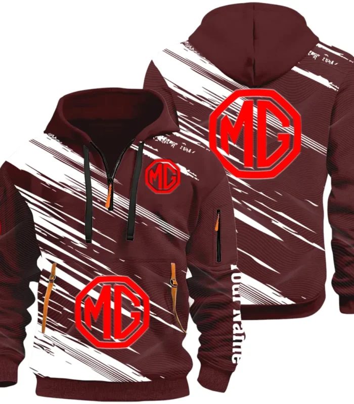 Compact Roadster Hoodie Half Zip 3D, Adventure-Ready Streetwear CAR514 - Dark Red