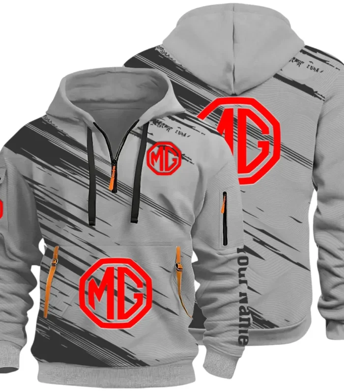 Compact Roadster Hoodie Half Zip 3D, Adventure-Ready Streetwear CAR514 - Gray