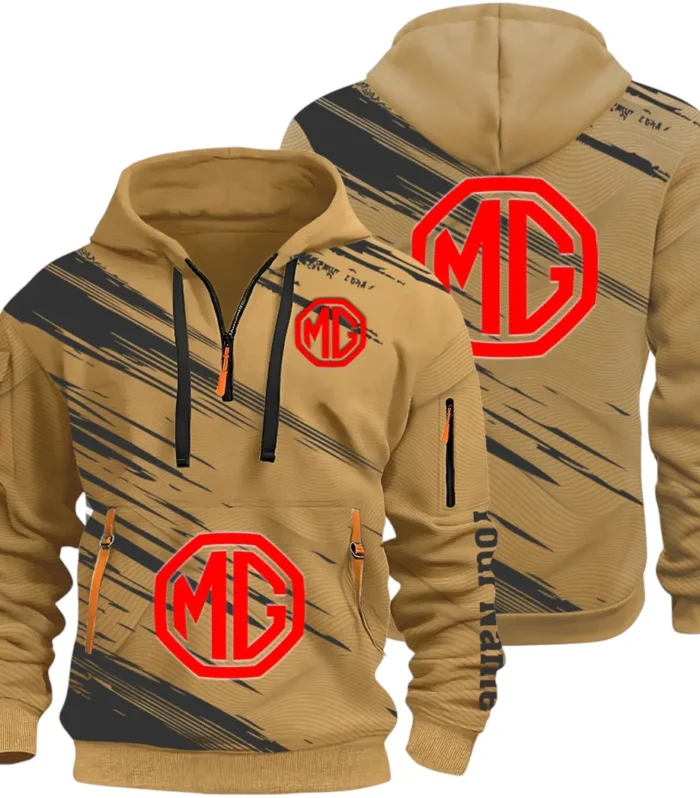 Compact Roadster Hoodie Half Zip 3D, Adventure-Ready Streetwear CAR514 - Khaki