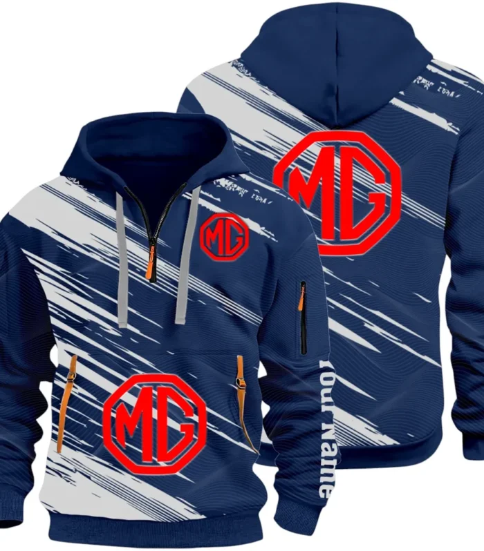Compact Roadster Hoodie Half Zip 3D, Adventure-Ready Streetwear CAR514 - Navy