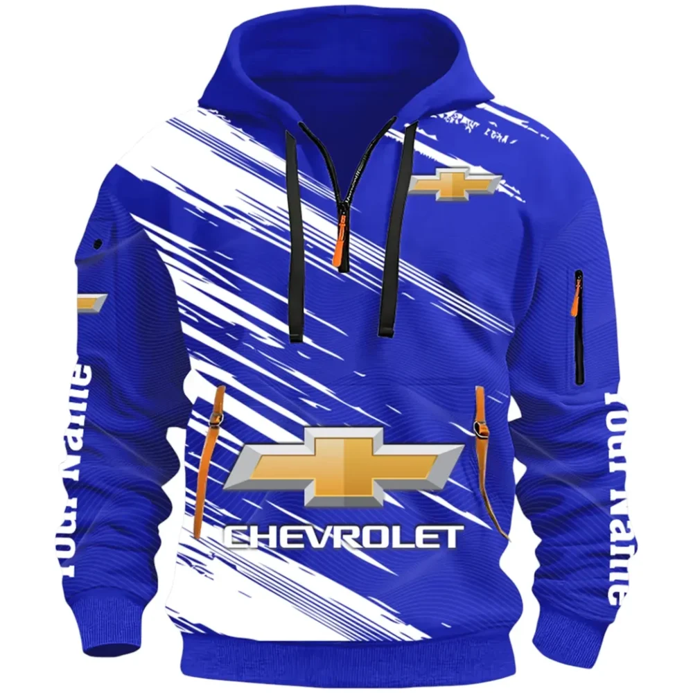 Modern Crossover Hoodie Half Zip 3D, Casual Fit for Everyday Wear Hoodie CAR514 - Blue - Image 2
