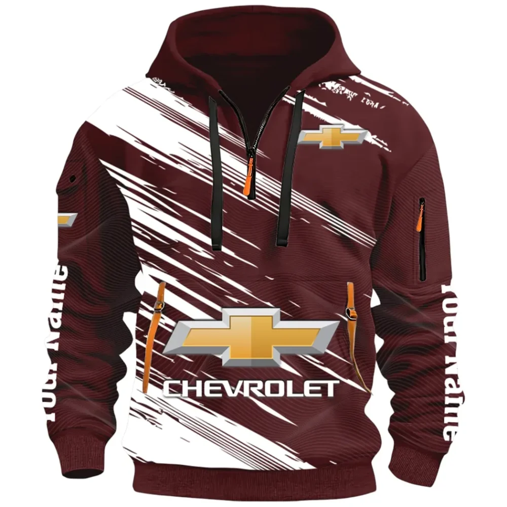Modern Crossover Hoodie Half Zip 3D, Casual Fit for Everyday Wear Hoodie CAR514 - Dark Red - Image 2