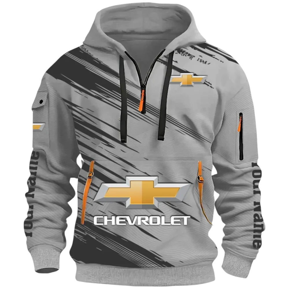 Modern Crossover Hoodie Half Zip 3D, Casual Fit for Everyday Wear Hoodie CAR514 - Gray - Image 2