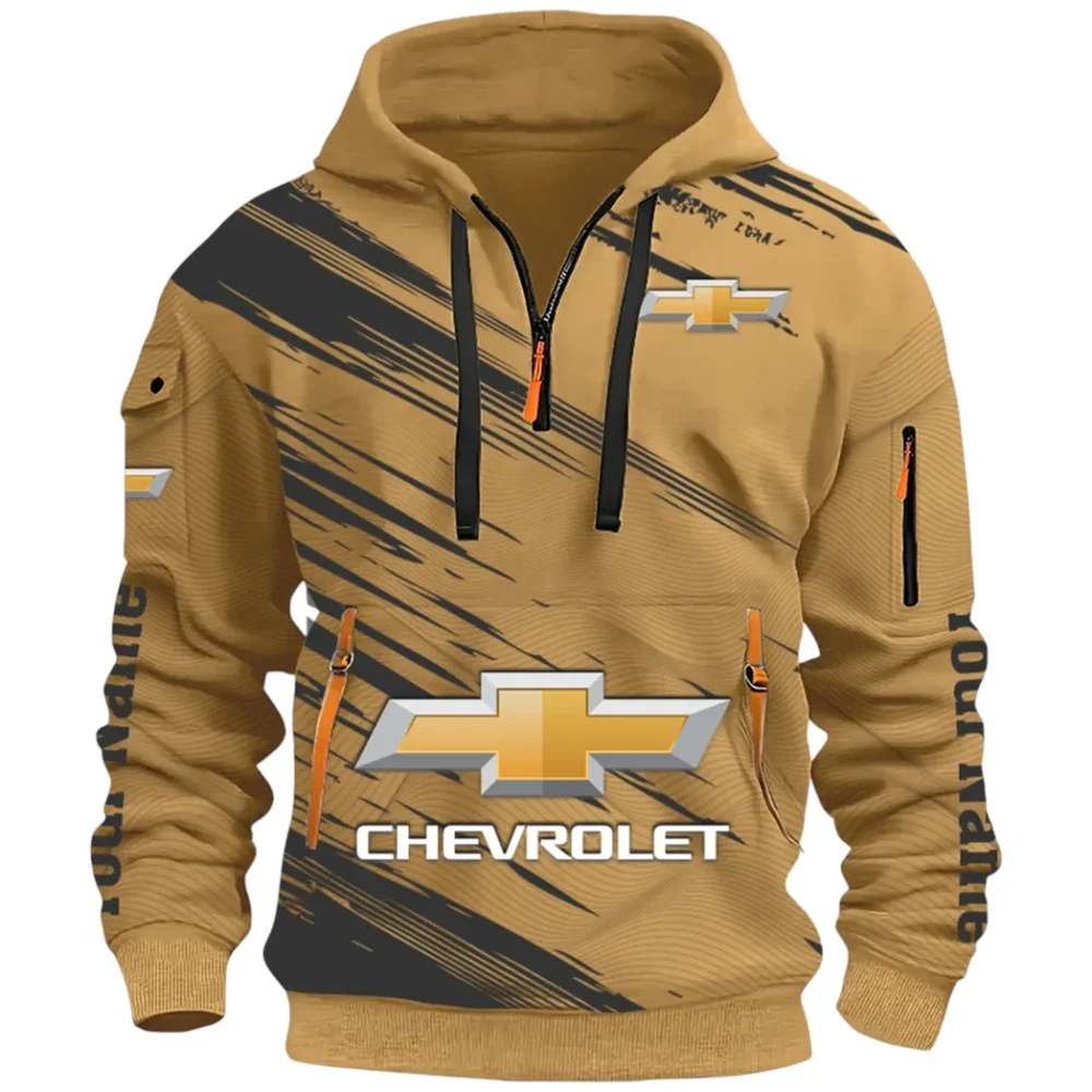 Modern Crossover Hoodie Half Zip 3D, Casual Fit for Everyday Wear Hoodie CAR514 - Khaki - Image 2