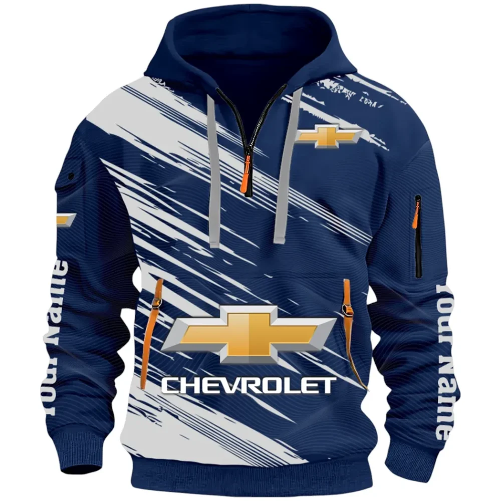 Modern Crossover Hoodie Half Zip 3D, Casual Fit for Everyday Wear Hoodie CAR514 - Navy - Image 2