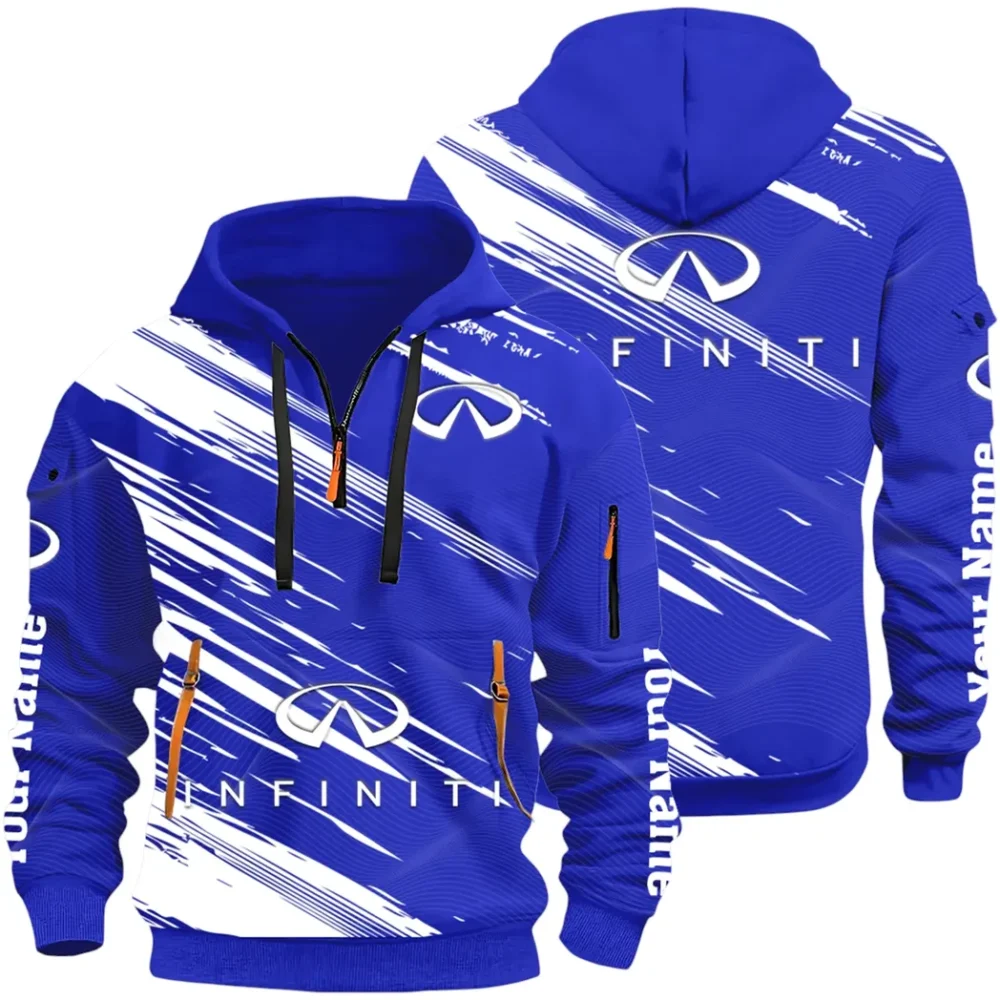Executive Car Hoodie Half Zip 3D, Lightweight & Casual Comfort Hoodie CAR514 - Blue