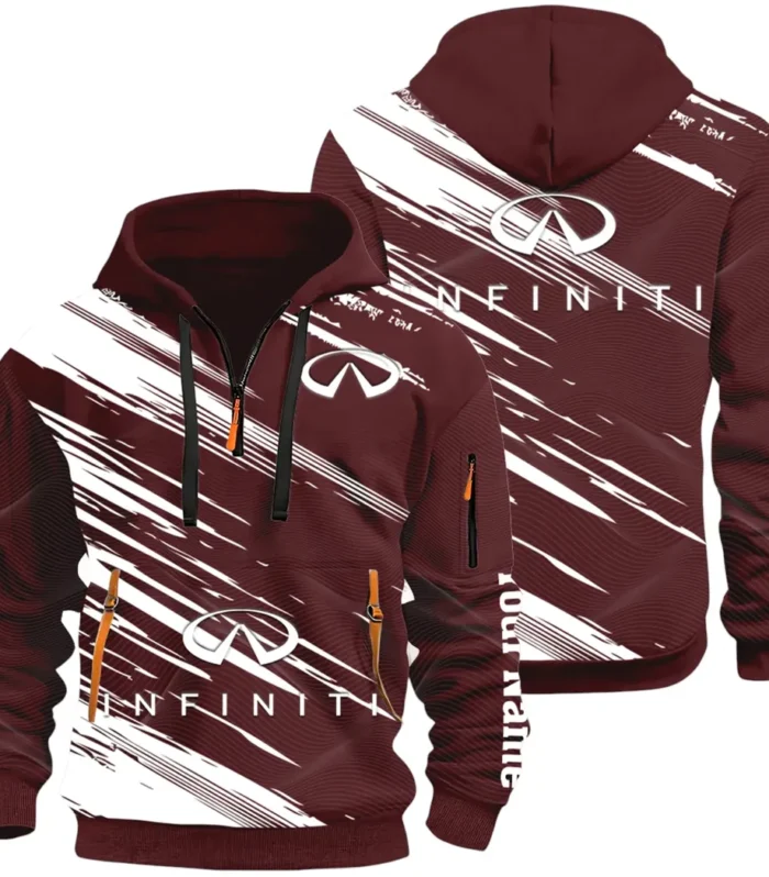 Executive Car Hoodie Half Zip 3D, Lightweight & Casual Comfort Hoodie CAR514 - Dark Red