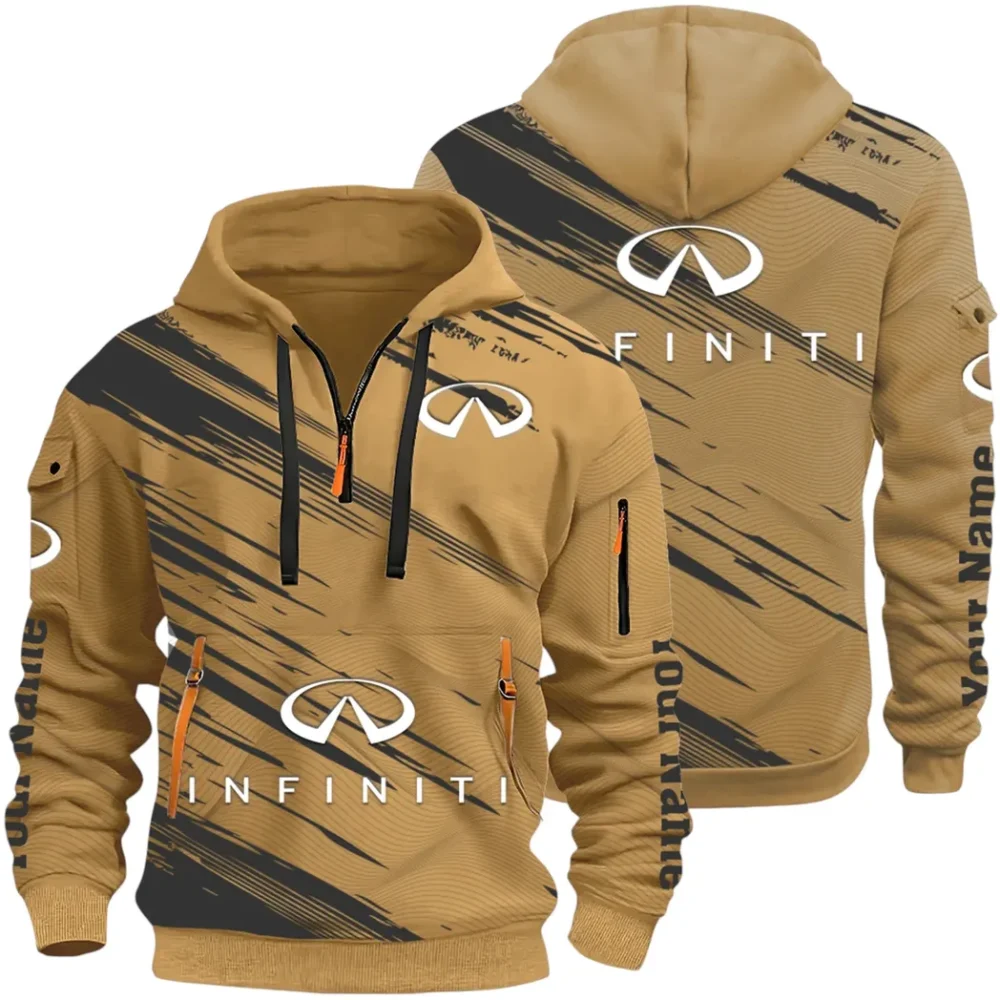 Executive Car Hoodie Half Zip 3D, Lightweight & Casual Comfort Hoodie CAR514 - Khaki