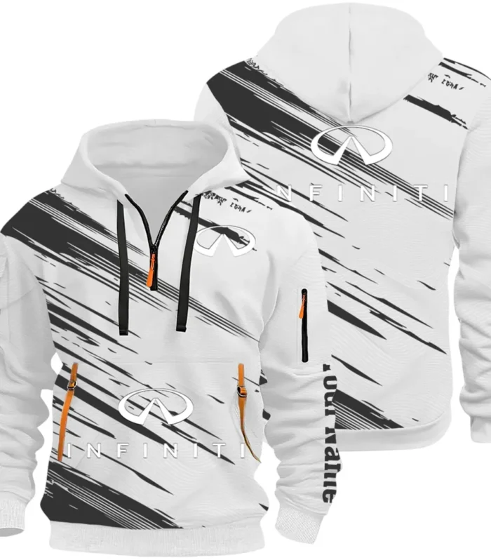 Executive Car Hoodie Half Zip 3D, Lightweight & Casual Comfort Hoodie CAR514 - White